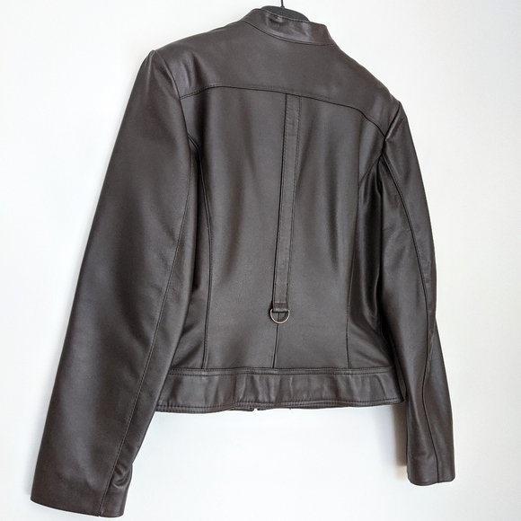 Danier Leather Bomber Jacket in Chocolate Brown - Picture 3 of 8